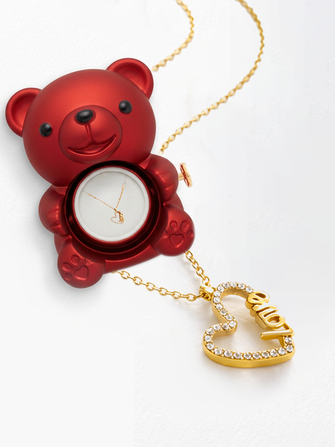 Orso Rosa Eterno & Collana cuore