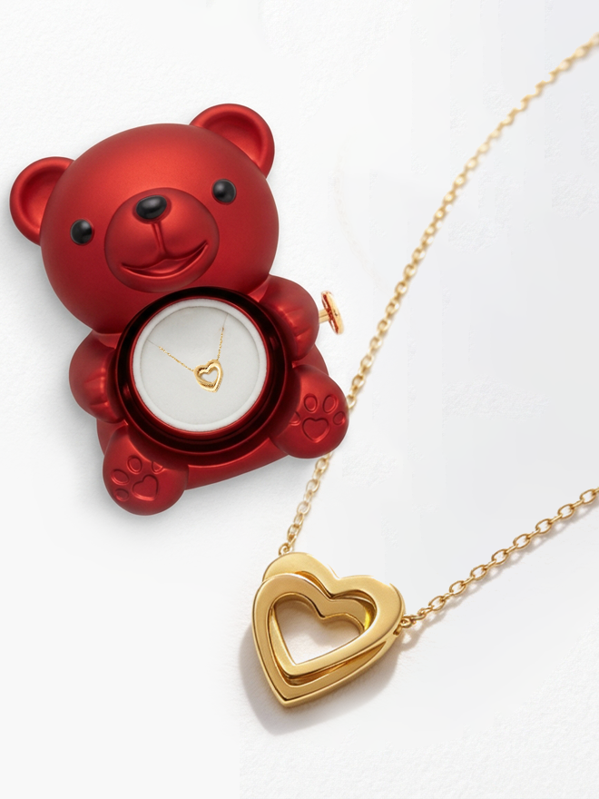 Orso Rosa Eterno & Collana cuore
