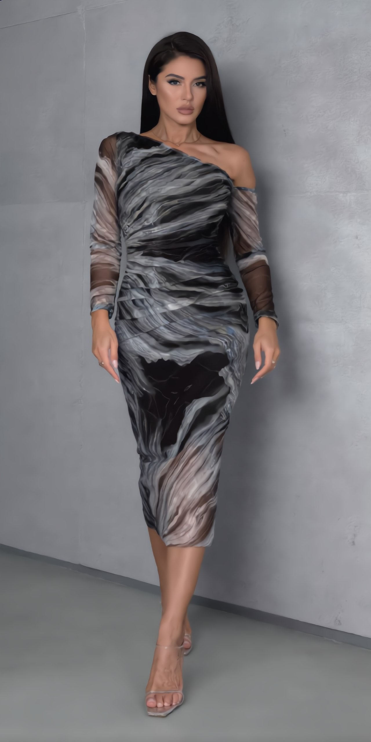 Abito Elegante Midi Animalier