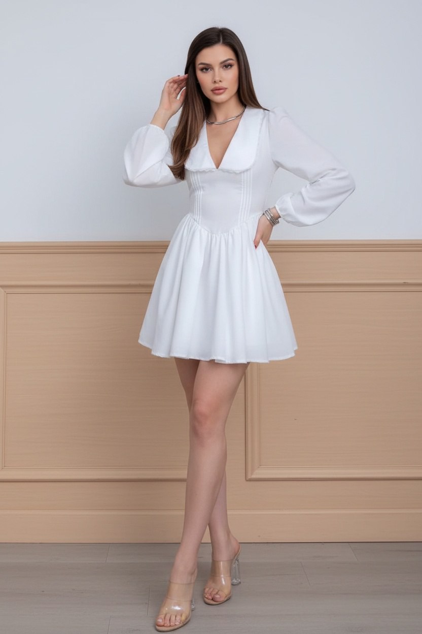 Vestito Midi con Gonna Svasata