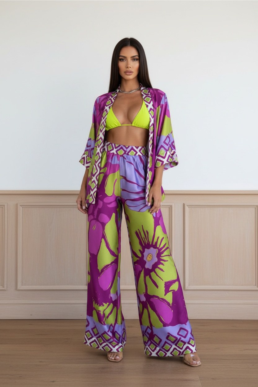Cordset Bikini Top+Kimono+Pantalone
