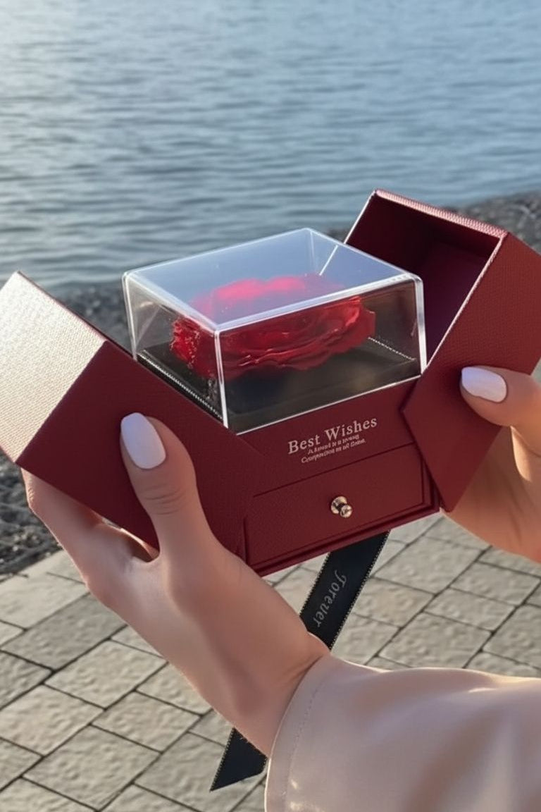 💝 Cofanetto Rosa Eterna & Collana Cuore 💝