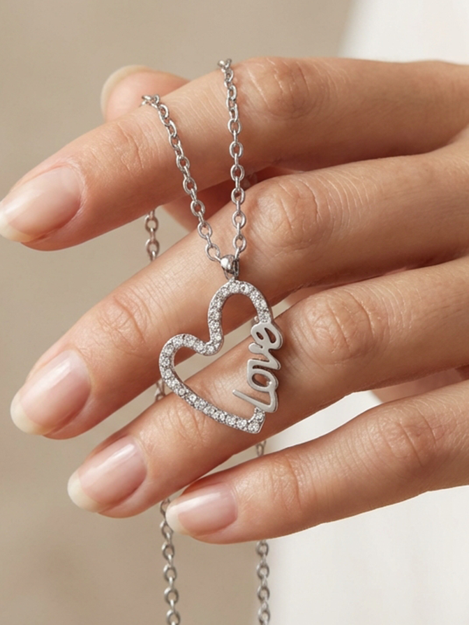 Orso Rosa Eterno & Collana cuore