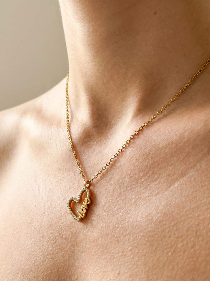 Orso Rosa Eterno & Collana cuore