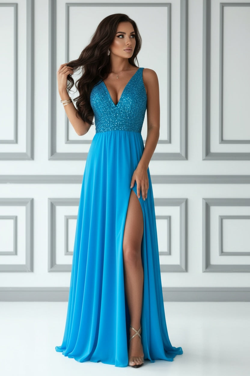 Abito Lungo Elegante con Paillettes