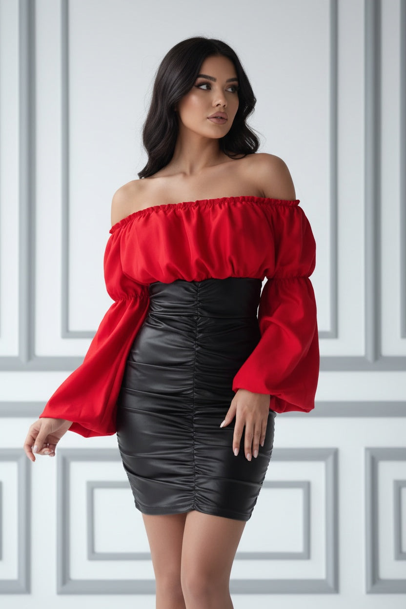 Vestito Gonna in Pelle arricciata