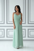 Abito Lungo in Tulle Drappeggiato