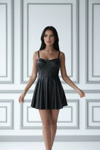 Vestito Gonna Larga Similpelle