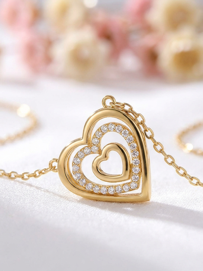 Orso Rosa Eterno & Collana cuore