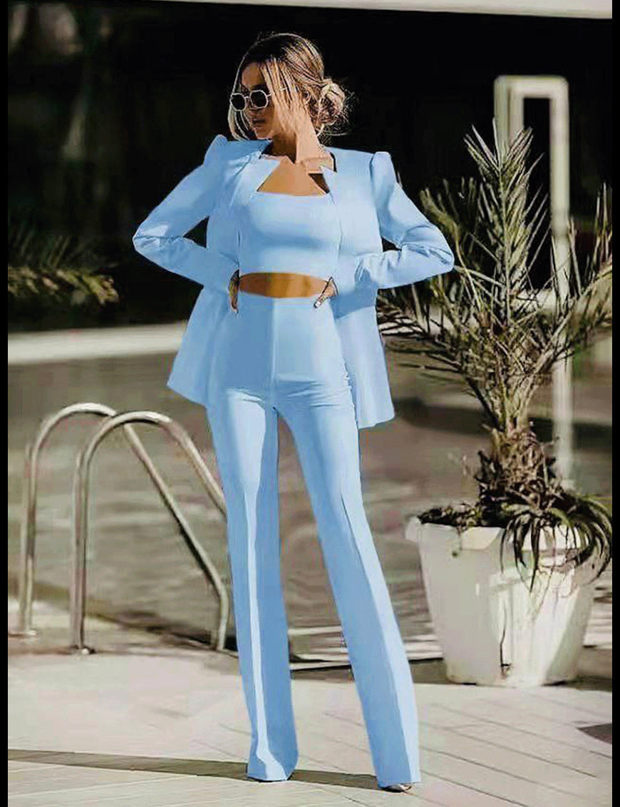 Tailleur Sofy Giacca Top e Pantalone azzurro