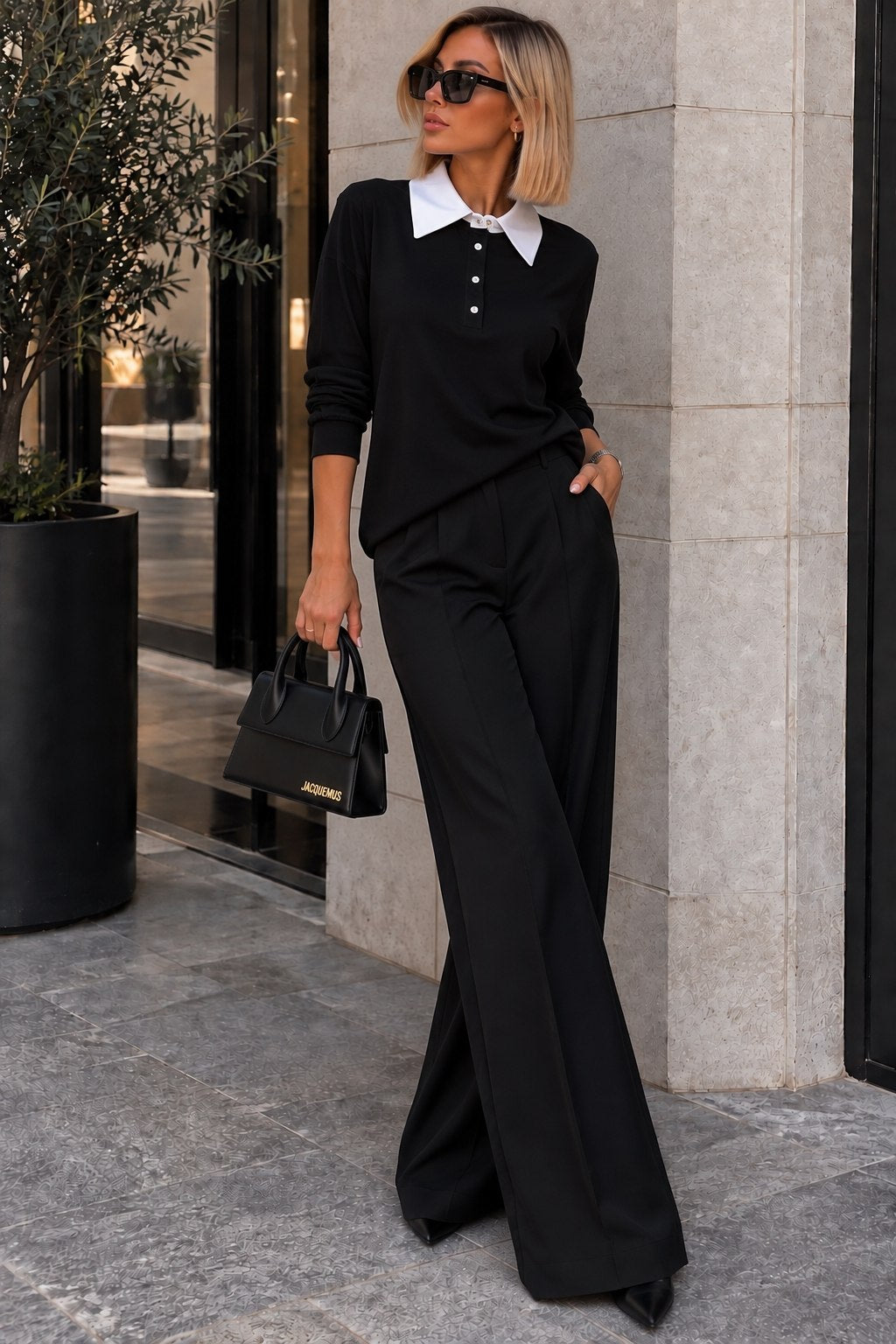 LUDOVICA - Polo in maglia con colletto a contrasto 👕