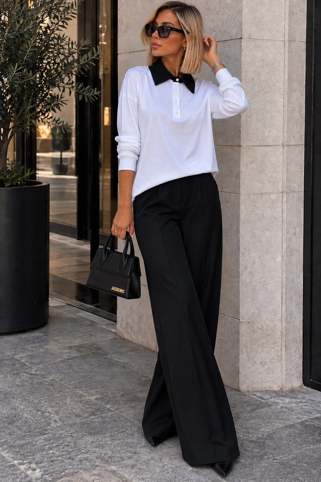 LUDOVICA - Polo in maglia con colletto a contrasto 👕