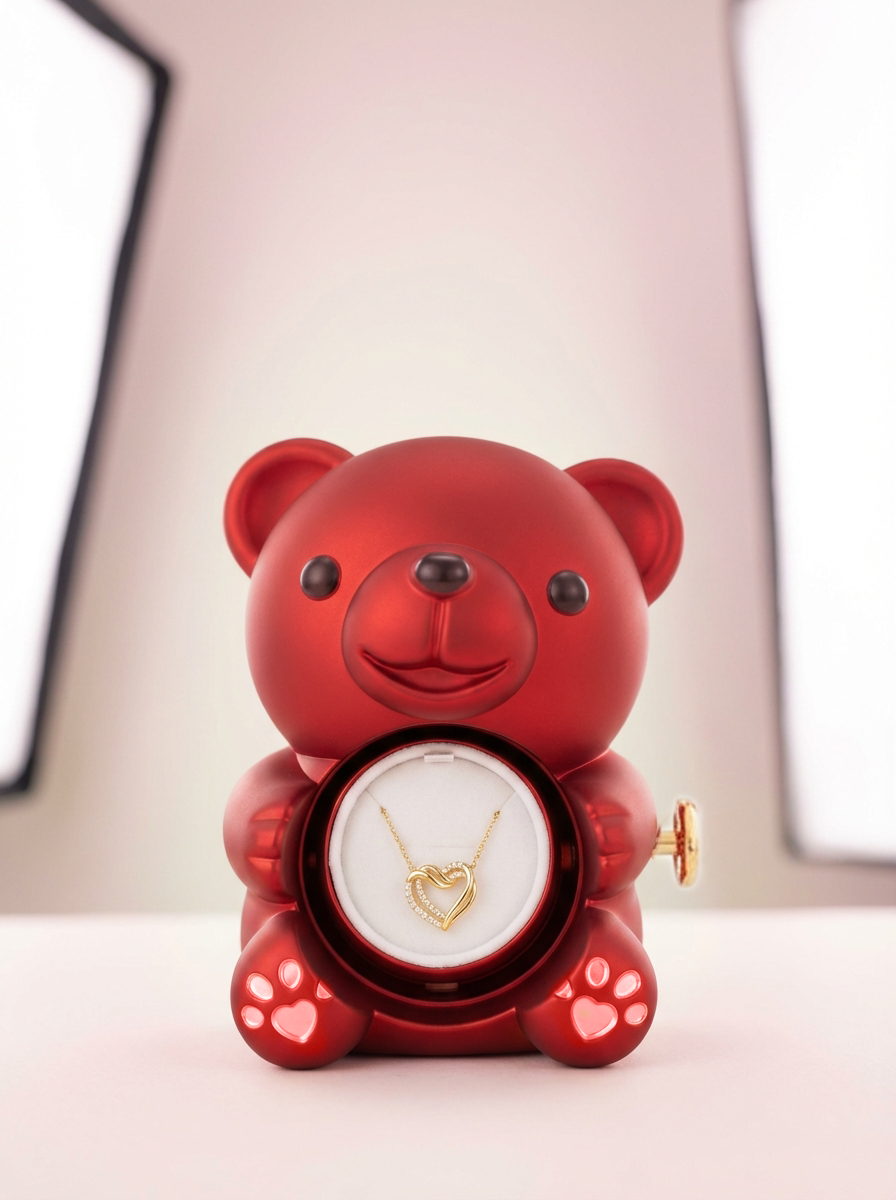 Orso Rosa Eterno & Collana cuore